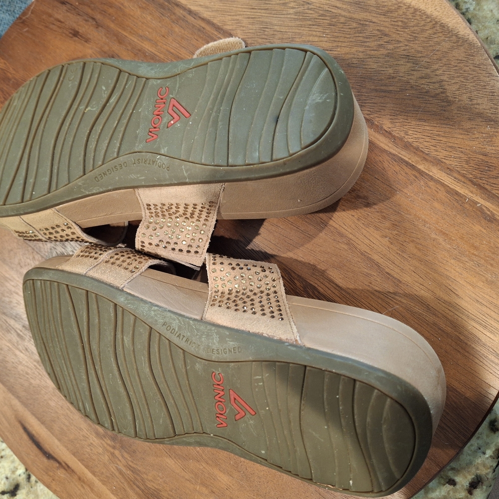 Beige Sandals with Rhinestone Straps - Picture 5 of 5